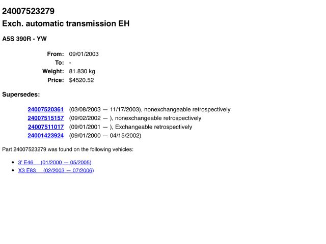 bontott BMW X3 Automata Váltó