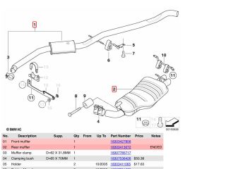 bontott BMW X3 Komplett Kipufogó Rendszer
