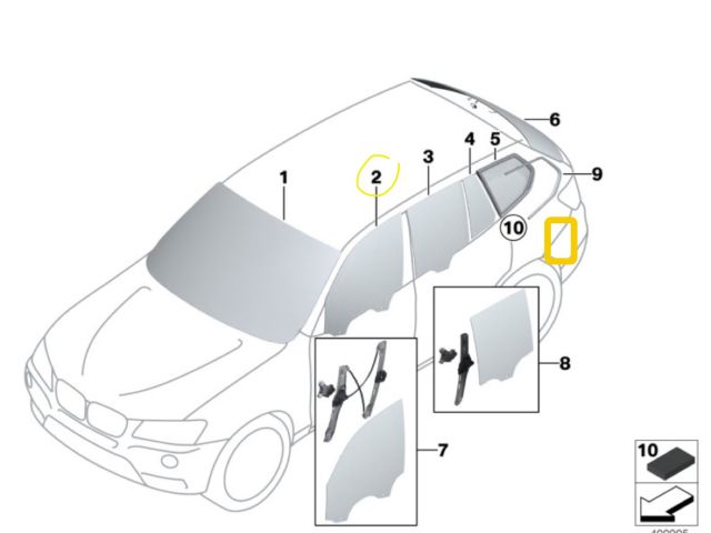 bontott BMW X3 Bal első Ablak