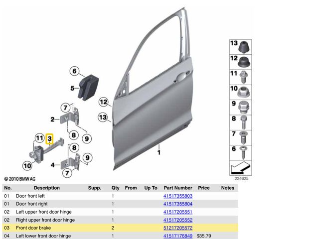 bontott BMW X3 Bal első Ajtóhatároló