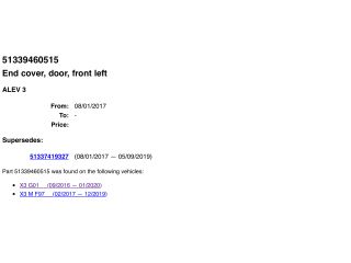 bontott BMW X3 Bal első Kis Hangszóró Burkolat