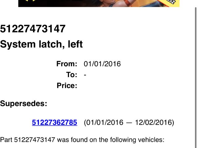 bontott BMW X3 Bal hátsó Ajtózár