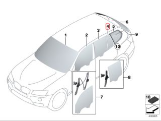 bontott BMW X3 Bal hátsó Fixüveg (Ajtóban)