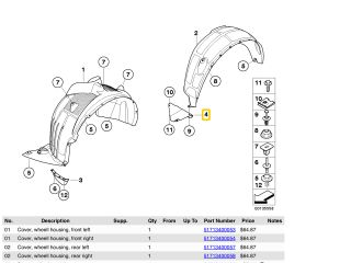 bontott BMW X3 Bal hátsó Hátsó Dobbetét (Kerékjárati, Műanyag)