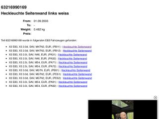 bontott BMW X3 Bal Külső Hátsó Lámpa