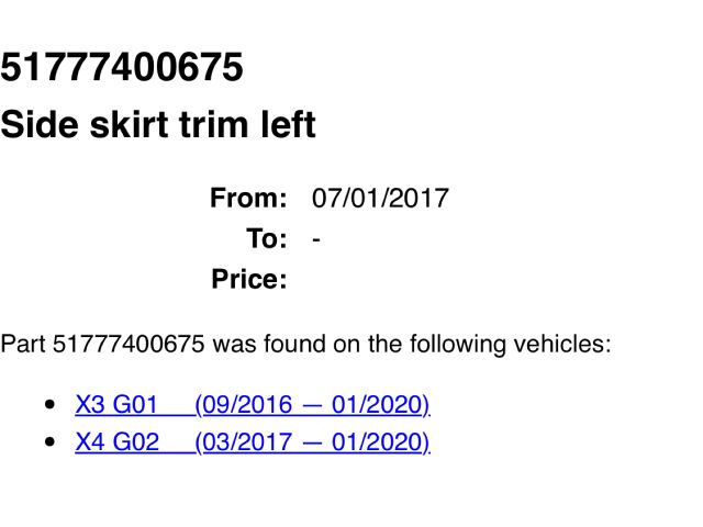 bontott BMW X3 Bal Küszöb