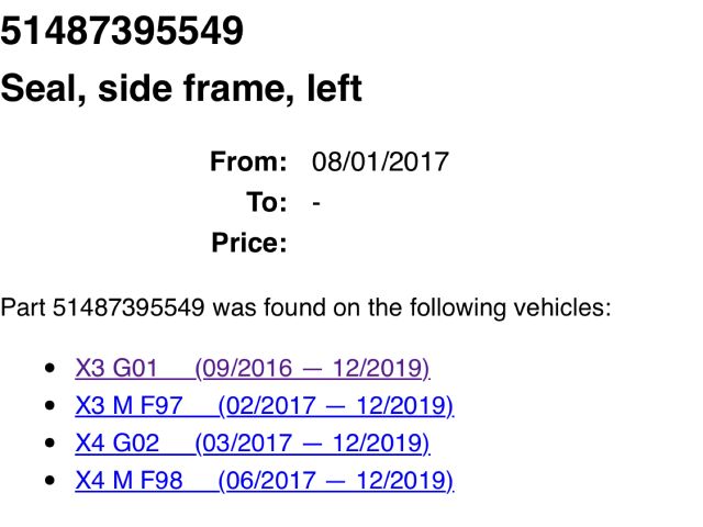 bontott BMW X3 Bal Sárvédő Csavar Burkolat