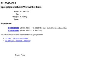 bontott BMW X3 Bal Tükörlap