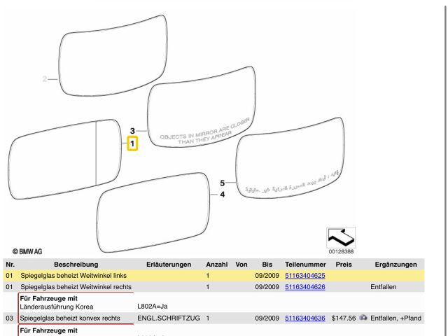 bontott BMW X3 Bal Tükörlap