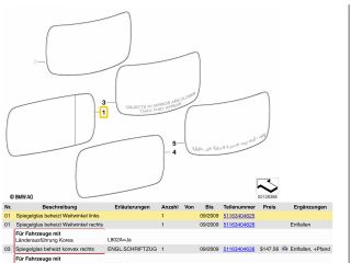 bontott BMW X3 Bal Tükörlap