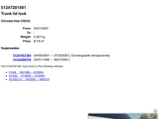 bontott BMW X3 Csomagtérajtó Zárszerkezet