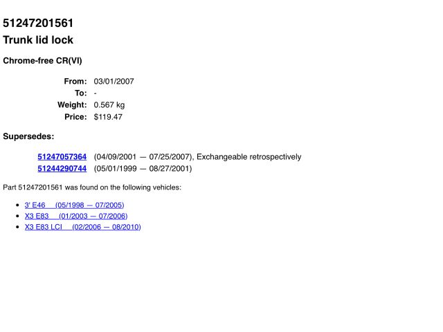 bontott BMW X3 Csomagtérajtó Zárszerkezet