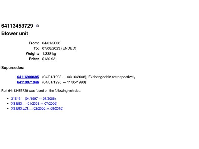 bontott BMW X3 Fűtőmotor (Klímás)