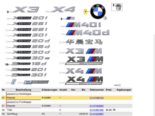 bontott BMW X3 Hátsó Embléma