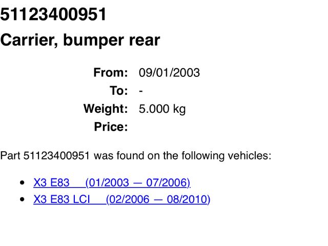 bontott BMW X3 Hátsó Lökhárító Merevítő (Fém)