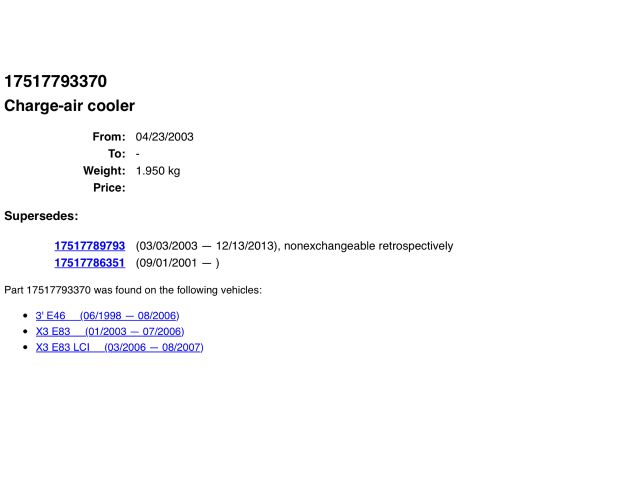 bontott BMW X3 Intercooler