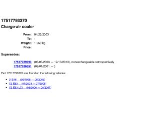 bontott BMW X3 Intercooler