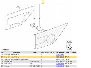 bontott BMW X3 Jobb Belső Hátsó Lámpa