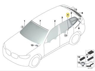 bontott BMW X3 Jobb hátsó Fixüveg (Ajtóban)