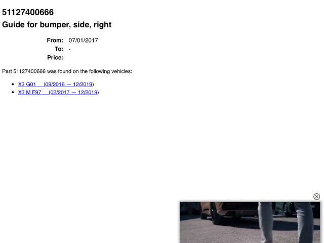 bontott BMW X3 Jobb hátsó Lökhárító Tartó (Műanyag)