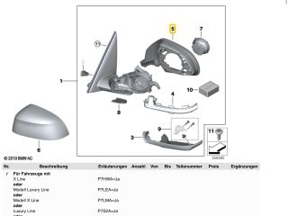 bontott BMW X3 Jobb Visszapillantó Tükör Keret