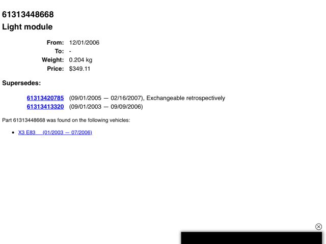 bontott BMW X3 Lámpa Vezérlő