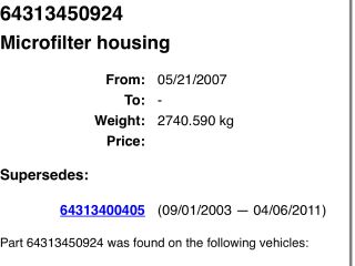 bontott BMW X3 Pollenszűrő Ház