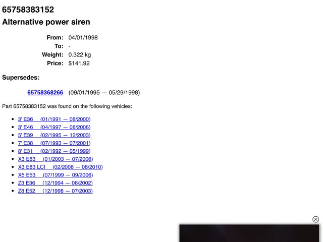 bontott BMW X3 Riasztó Hangszóró