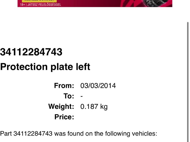 bontott BMW X3 Bal első Fék Porvédő Lemez