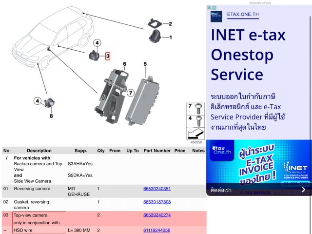 bontott BMW X3 Tolatókamera