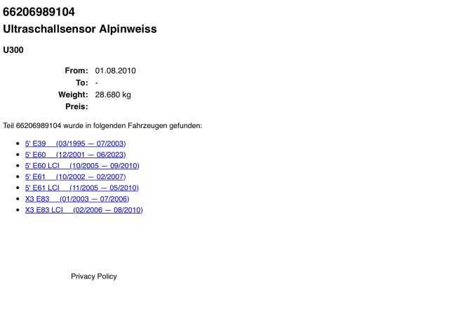 bontott BMW X3 Tolatóradar Fej