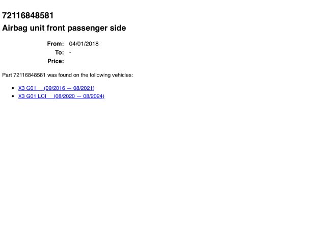 bontott BMW X3 Utasoldali Légzsák