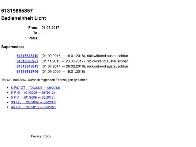 bontott BMW X3 Világítás Kapcsoló