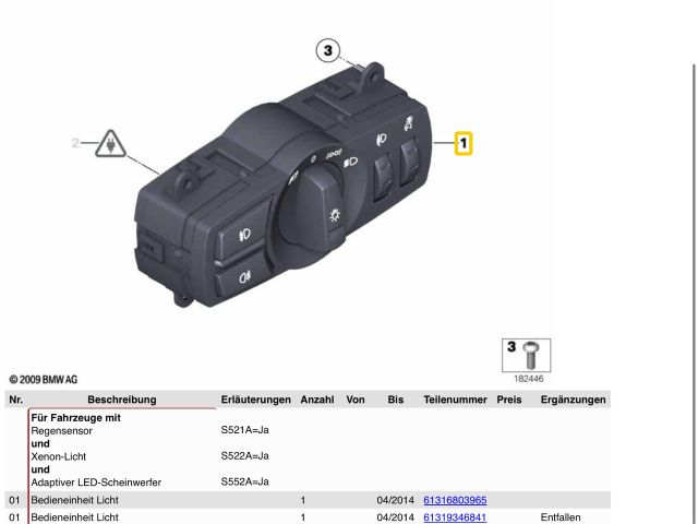 bontott BMW X3 Világítás Kapcsoló