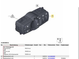bontott BMW X3 Világítás Kapcsoló