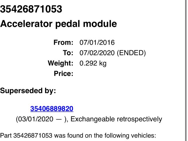 bontott BMW X3 Gázpedál (Elektromos)
