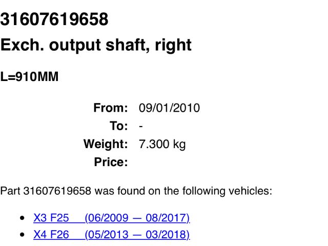 bontott BMW X3 Jobb Féltengely