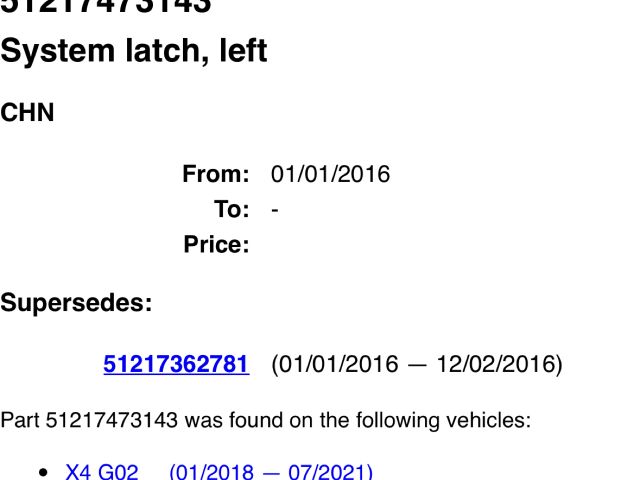 bontott BMW X4 Bal első Ajtózár