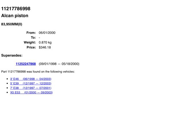 bontott BMW X5 Dugattyú és Hajtókar