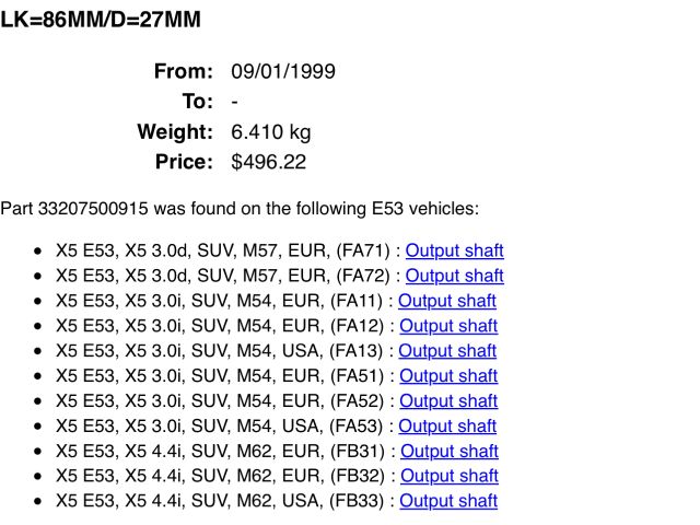 bontott BMW X5 Jobb hátsó Féltengely