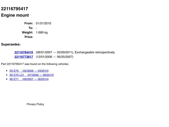 bontott BMW X5 Motor Tartó Bak (Pozíciófüggetlen)