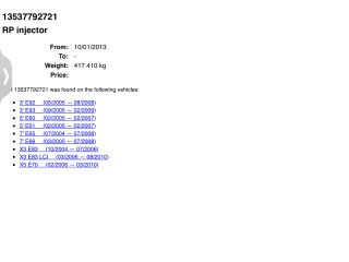 bontott BMW X5 Porlasztó (1 db)