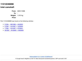 bontott BMW X5 Vezérműtengely (Magában)