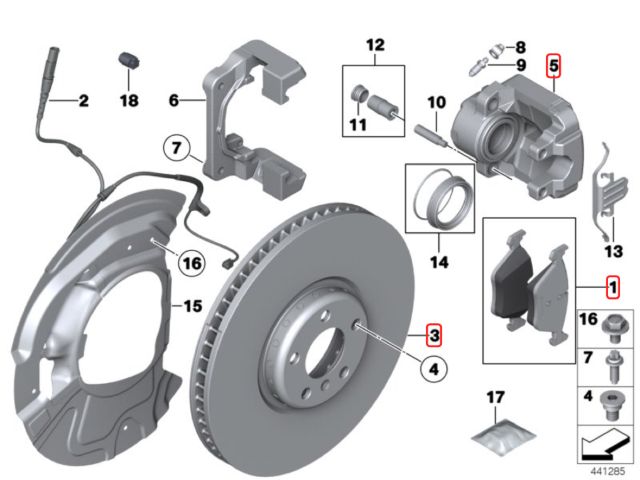 bontott BMW X5 Első Pár Fék Szett (Nyereg, Tárcsa, Betét)