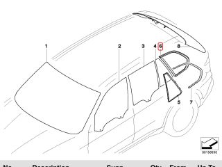 bontott BMW X5 Bal C Oszlop Oldalablak Üveg