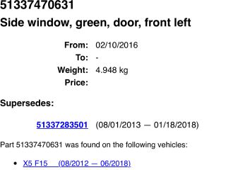 bontott BMW X5 Bal első Ablak