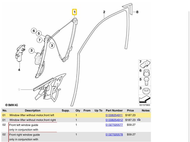 bontott BMW X5 Bal első Ablakemelő Szerkezet (Elektromos)