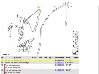 bontott BMW X5 Bal első Ablakemelő Szerkezet (Elektromos)