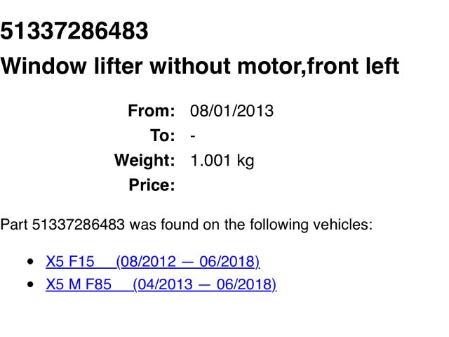 bontott BMW X5 Bal első Ablakemelő Szerkezet (Elektromos)