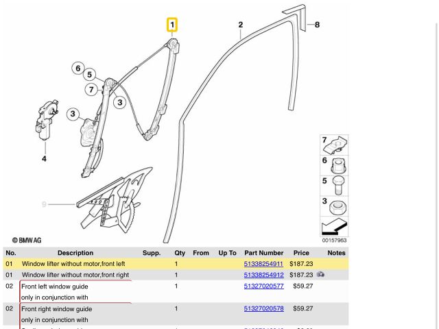 bontott BMW X5 Bal első Ablakemelő Szerkezet (Elektromos)